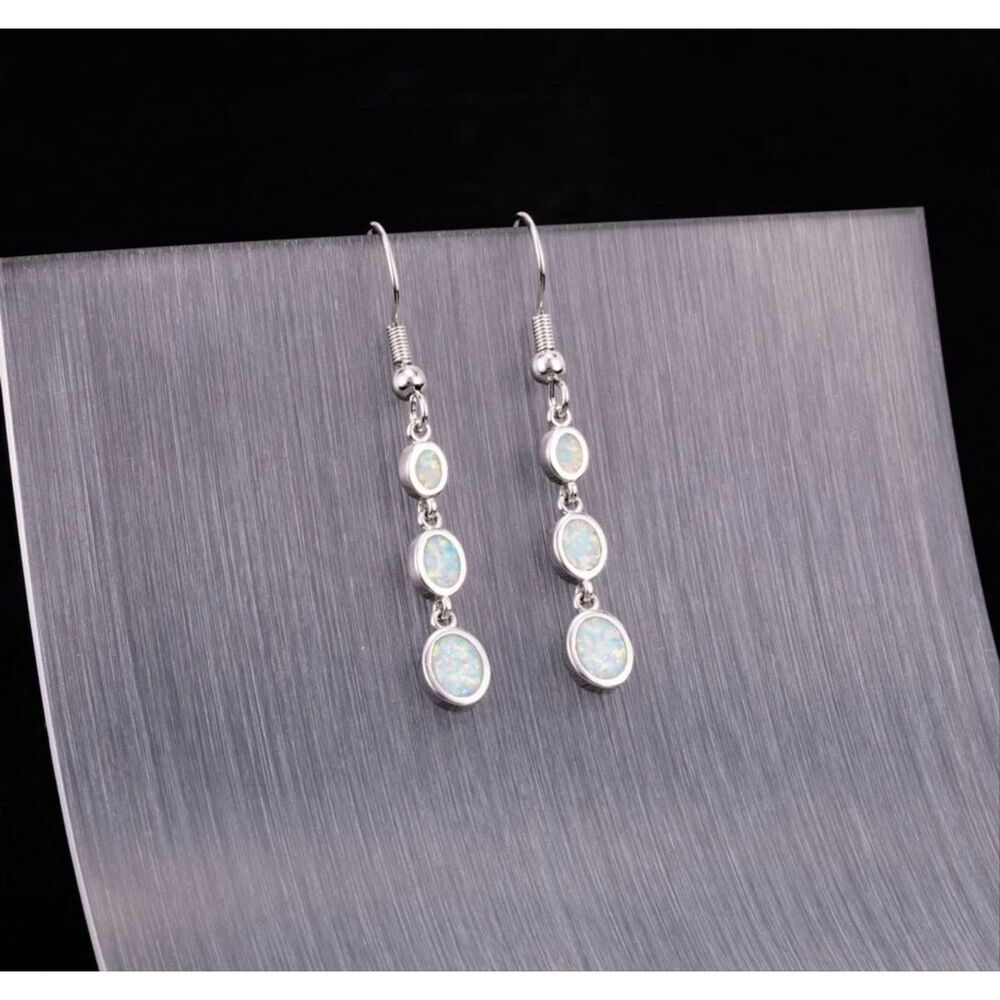 Fire White Opal Earrings